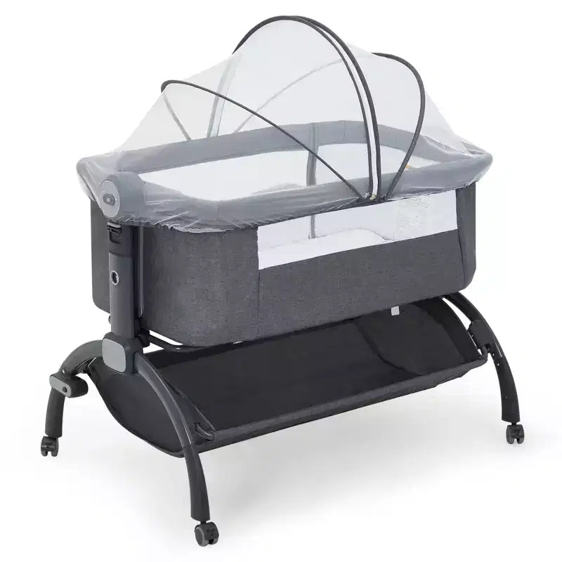 Culla per neonati, 3-in-1 con regolazione dell'altezza e ruote e zanzariera, culla portatile da affiancare al letto per neonati e bambini piccoli, per uso domestico