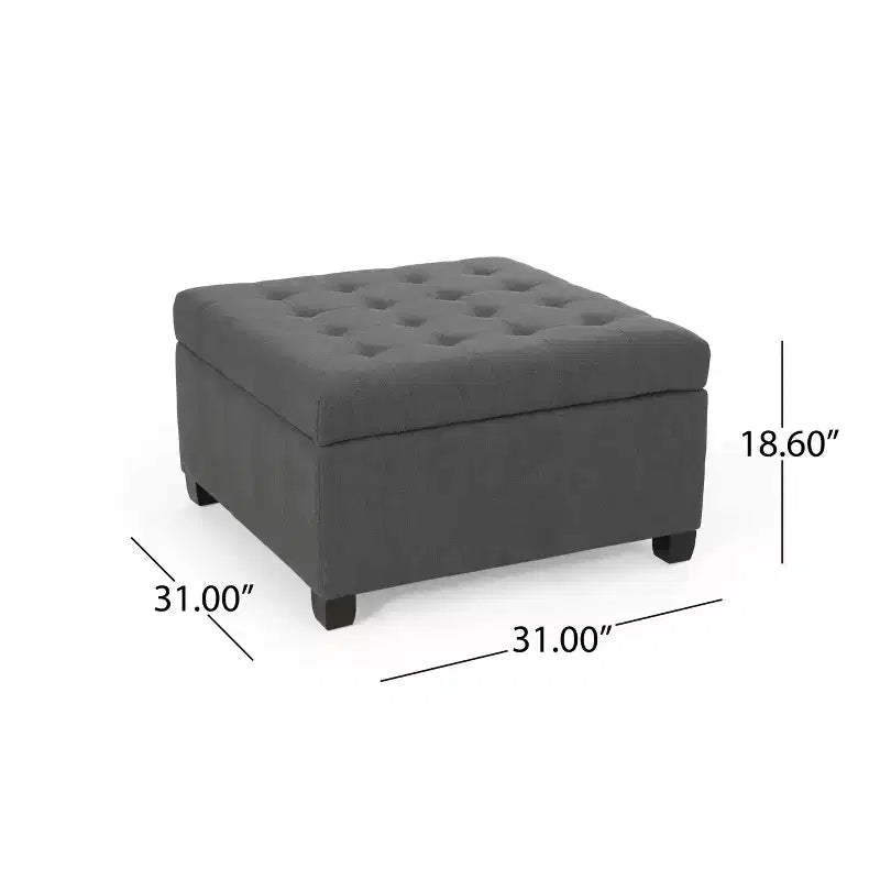 Panca portaoggetti quadrata Okak con gambe in betulla e cerniere a pressione con chiusura ammortizzata, panca da ingresso con cuscino raffinato, panca da letto