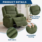 Fauteuil inclinable pivotant et à bascule à 360° pour adultes, canapé berçant manuel avec 3 positions, 2 porte-gobelets et 4 poches, pour chambre de bébé, salon et chambre