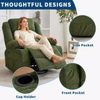 Fauteuil inclinable pivotant et à bascule à 360° pour adultes, canapé berçant manuel avec 3 positions, 2 porte-gobelets et 4 poches, pour chambre de bébé, salon et chambre
