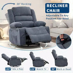Fauteuil inclinable pivotant et à bascule à 360° pour adultes, canapé berçant manuel avec 3 positions, 2 porte-gobelets et 4 poches, pour chambre de bébé, salon et chambre