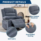 Fauteuil inclinable pivotant et à bascule à 360° pour adultes, canapé berçant manuel avec 3 positions, 2 porte-gobelets et 4 poches, pour chambre de bébé, salon et chambre