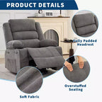Fauteuil inclinable pivotant et à bascule à 360° pour adultes, canapé berçant manuel avec 3 positions, 2 porte-gobelets et 4 poches, pour chambre de bébé, salon et chambre
