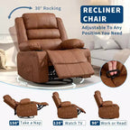Fauteuil inclinable pivotant et à bascule à 360° pour adultes, canapé berçant manuel avec 3 positions, 2 porte-gobelets et 4 poches, pour chambre de bébé, salon et chambre