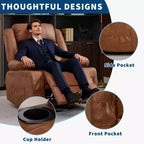 Fauteuil inclinable pivotant et à bascule à 360° pour adultes, canapé berçant manuel avec 3 positions, 2 porte-gobelets et 4 poches, pour chambre de bébé, salon et chambre