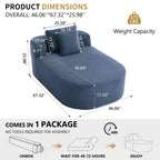 Chaise longue in velluto a coste da 67.5, seduta ampia, poltrona king con seduta profonda e 2 cuscini, divano letto convertibile senza struttura per il soggiorno