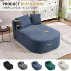 Chaise longue in velluto a coste da 67.5, seduta ampia, poltrona king con seduta profonda e 2 cuscini, divano letto convertibile senza struttura per il soggiorno