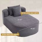 Chaise longue in velluto a coste da 67.5, seduta ampia, poltrona king con seduta profonda e 2 cuscini, divano letto convertibile senza struttura per il soggiorno