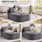 Chaise longue in velluto a coste da 67.5, seduta ampia, poltrona king con seduta profonda e 2 cuscini, divano letto convertibile senza struttura per il soggiorno