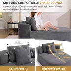Chaise longue in velluto a coste da 67.5, seduta ampia, poltrona king con seduta profonda e 2 cuscini, divano letto convertibile senza struttura per il soggiorno