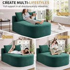 Chaise longue in velluto a coste da 67.5, seduta ampia, poltrona king con seduta profonda e 2 cuscini, divano letto convertibile senza struttura per il soggiorno