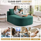 Chaise longue in velluto a coste da 67.5, seduta ampia, poltrona king con seduta profonda e 2 cuscini, divano letto convertibile senza struttura per il soggiorno