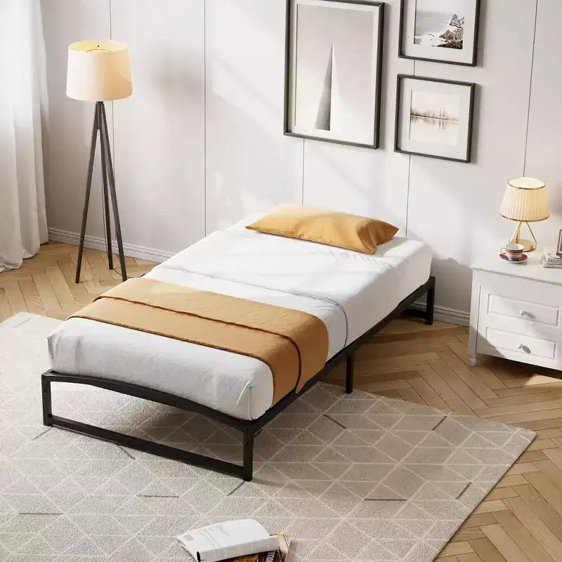 Telaio letto in metallo, telaio letto a piattaforma con design ad arco, doghe di supporto robuste e resistenti, base materasso robusta, facile da montare, non è richiesta la rete a molle