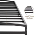 Estructura de cama de metal, estructura de cama tipo plataforma con diseño arqueado, listones de soporte resistentes de alta capacidad, base de colchón robusta, fácil montaje, no necesita somier