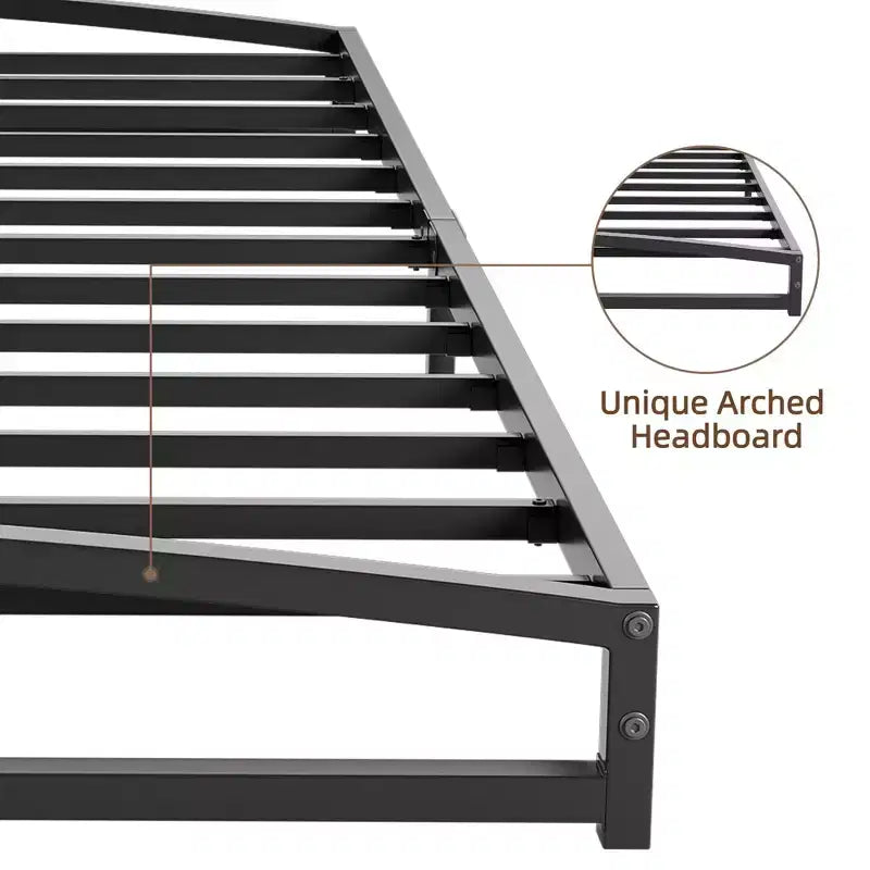 Telaio letto in metallo, telaio letto a piattaforma con design ad arco, doghe di supporto robuste e resistenti, base materasso robusta, facile da montare, non è richiesta la rete a molle