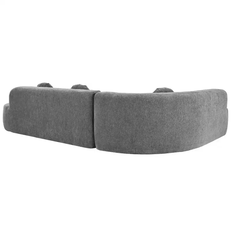 Divano componibile extra large da 310 cm, elegante divano in tessuto con tre cuscini rotondi, schiuma ad alta resilienza