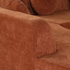 Sofá seccional extragrande de 122'', sofá de tela elegante con tres cojines redondos y espuma de alta resiliencia