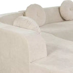 Sofá seccional extragrande de 122'', sofá de tela elegante con tres cojines redondos y espuma de alta resiliencia