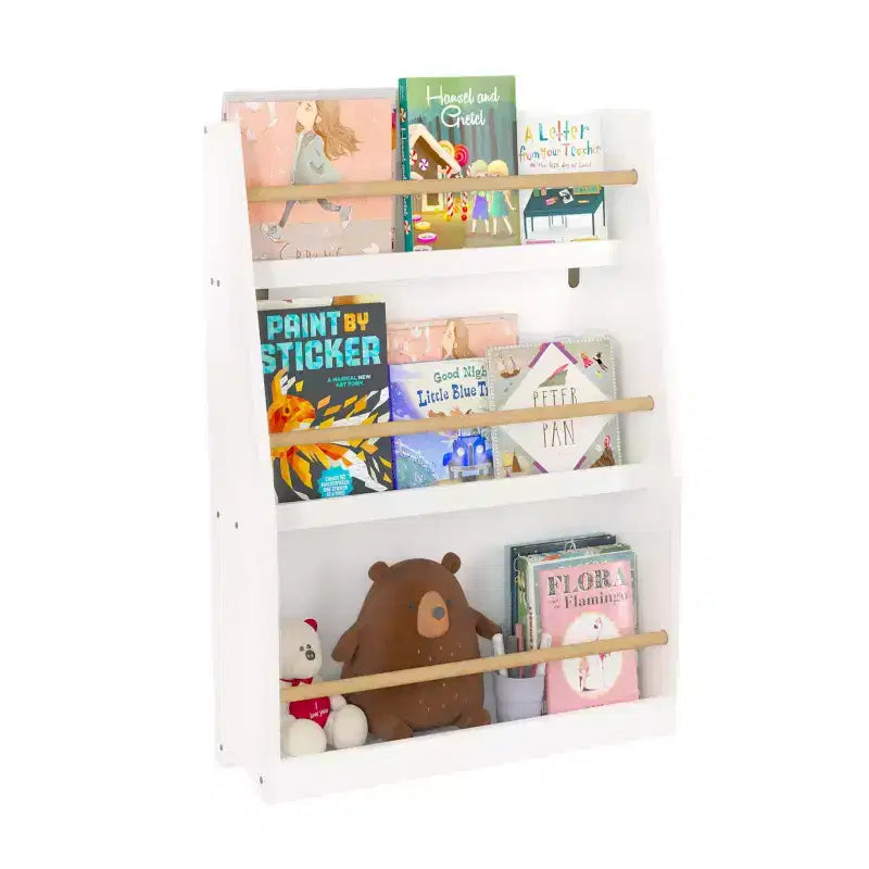 Libreria a tre ripiani per bambini da 56 cm Aiuta a mantenere in ordine camerette e sale giochi Adatta a bambini dai 3 anni in su Bianca