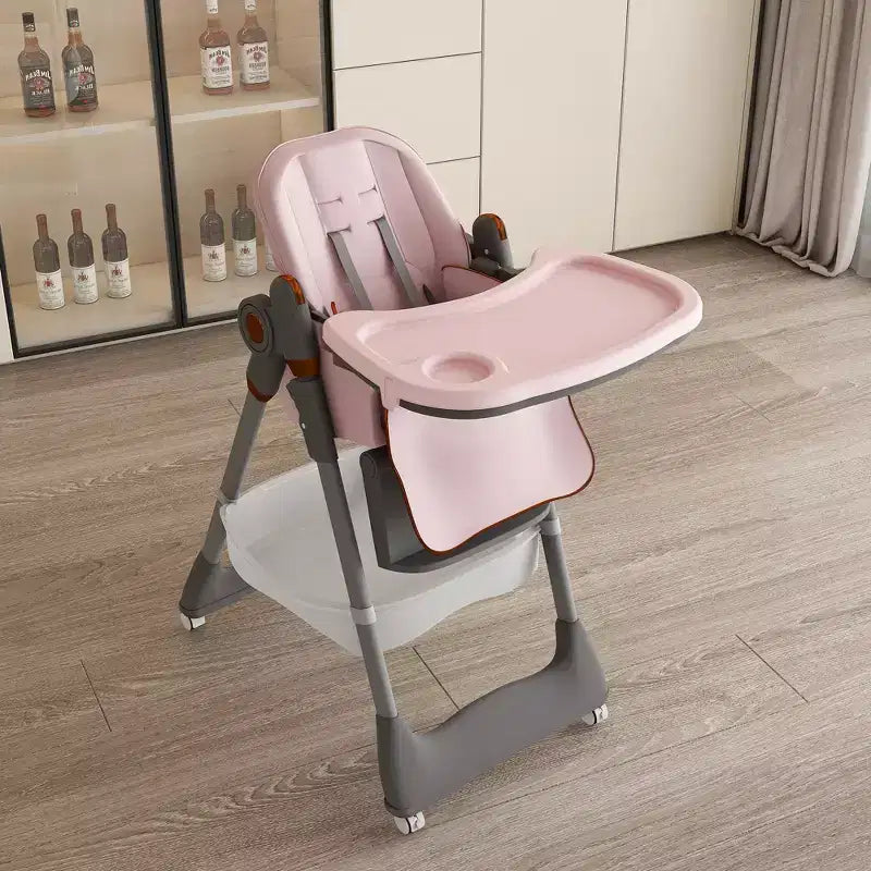 Seggiolone Portatile Regolabile da Neonato a Bambino (0-6 Anni) con Ruote Bloccabili, Cintura a 5 Punti e Design Facile da Pulire, per Casa