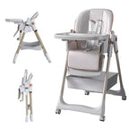 Portable Adjustable High Chair Infant to Toddler Feeding Seat (0-6 Years) with Locking Wheels, 5-Point Belt & Easy-Wipe Design, for Home