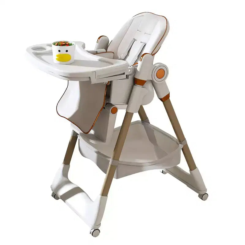Seggiolone Portatile Regolabile da Neonato a Bambino (0-6 Anni) con Ruote Bloccabili, Cintura a 5 Punti e Design Facile da Pulire, per Casa