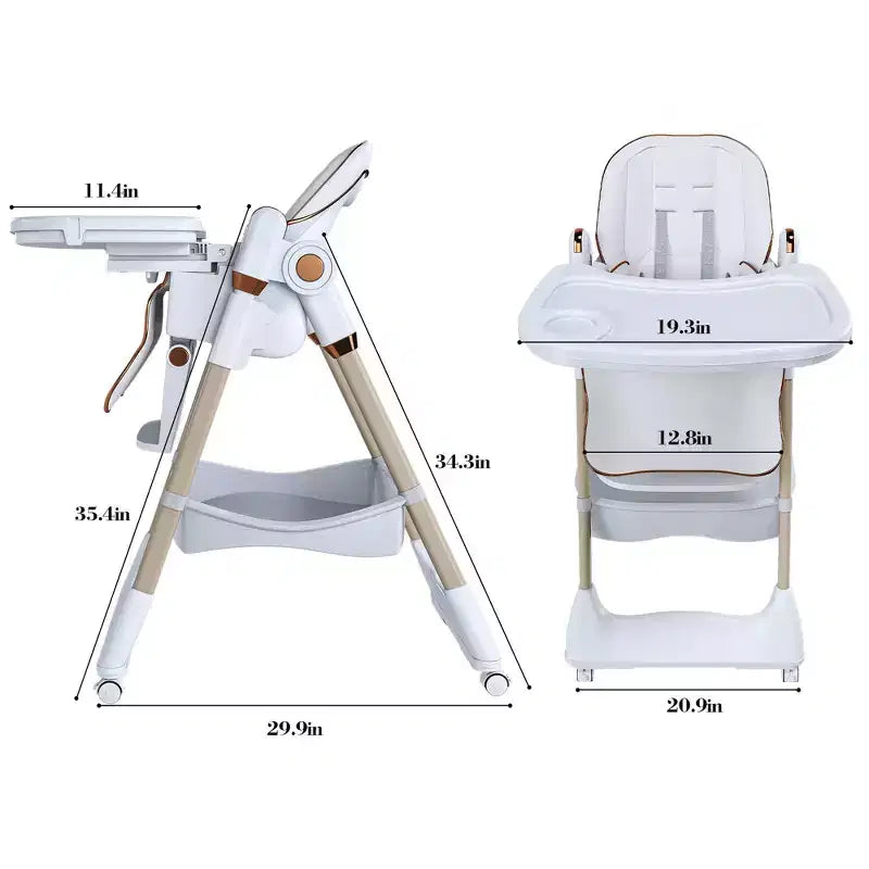 Seggiolone Portatile Regolabile da Neonato a Bambino (0-6 Anni) con Ruote Bloccabili, Cintura a 5 Punti e Design Facile da Pulire, per Casa
