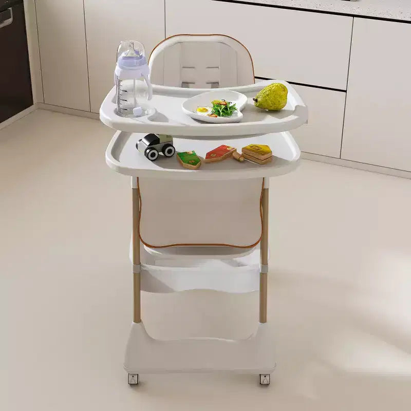 Seggiolone Portatile Regolabile da Neonato a Bambino (0-6 Anni) con Ruote Bloccabili, Cintura a 5 Punti e Design Facile da Pulire, per Casa