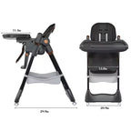 Portable Adjustable High Chair Infant to Toddler Feeding Seat (0-6 Years) with Locking Wheels, 5-Point Belt & Easy-Wipe Design, for Home