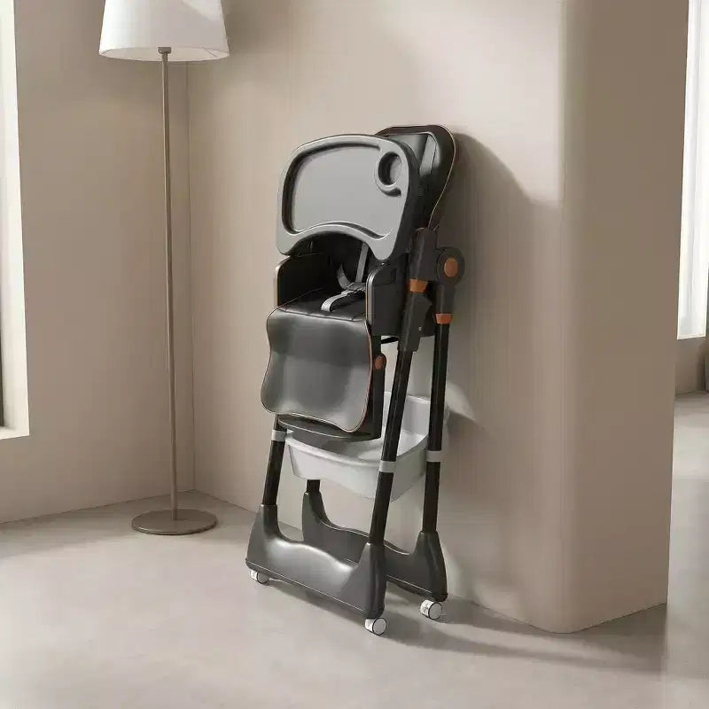 Seggiolone Portatile Regolabile da Neonato a Bambino (0-6 Anni) con Ruote Bloccabili, Cintura a 5 Punti e Design Facile da Pulire, per Casa