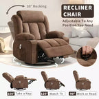 Sillón reclinable giratorio de 360° extragrande con calefacción y masaje. Amplio sillón mecedor para personas corpulentas y altas, 3 posiciones, portavasos, puerto USB y bolsillo, sillón de descanso definitivo.