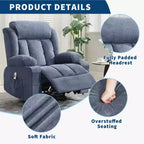 Sillón reclinable giratorio de 360° extragrande con calefacción y masaje. Amplio sillón mecedor para personas corpulentas y altas, 3 posiciones, portavasos, puerto USB y bolsillo, sillón de descanso definitivo.