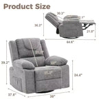 360° draaibare relaxfauteuil, losse sofa, extra grote relaxfauteuil voor volwassenen met vibratiemassage en lendenverwarming, sofa voor de woonkamer
