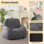 Riesiges Sitzsacksofa aus Kunstleder - Sitzsack für Erwachsene mit Polsterung und Griffen - perfekt für das Wohnzimmer - äußerst bequem.