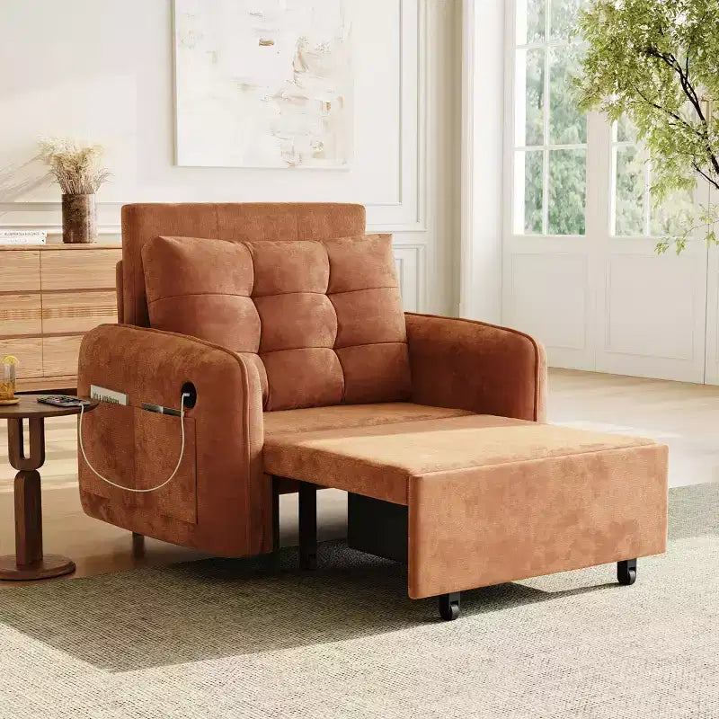 Poltrona moderna con lounge estraibile, letto trasformabile 3 in 1, divano letto singolo per soggiorno, appartamento o ufficio