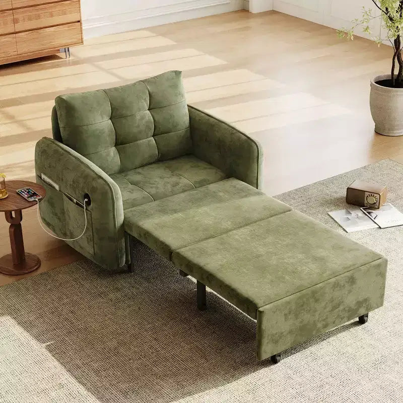 Poltrona moderna con lounge estraibile, letto trasformabile 3 in 1, divano letto singolo per soggiorno, appartamento o ufficio