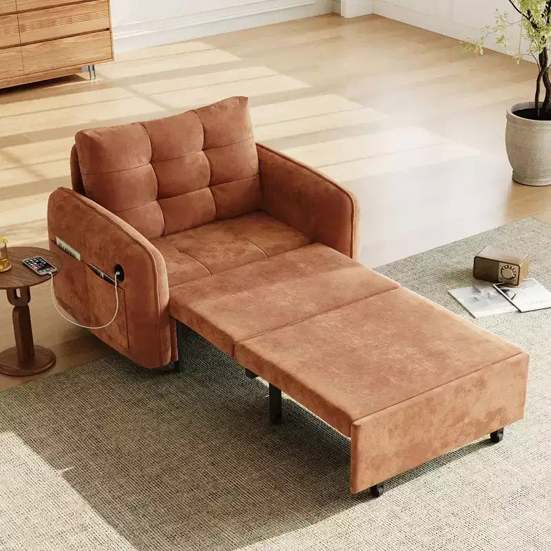Poltrona moderna con lounge estraibile, letto trasformabile 3 in 1, divano letto singolo per soggiorno, appartamento o ufficio