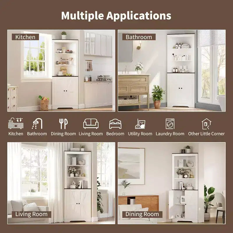 Mobile angolare da appoggio stile rustico, piccolo mobile angolare da pavimento con anta e ripiano regolabile, organizer stretto per bagno, dispensa, soggiorno