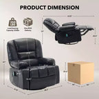Um 360° drehbarer Relaxsessel mit Wärme- und Massagefunktion, manueller Schaukel-Relaxsessel, Getränkehalter und Aufbewahrungstaschen, Chenille/PU-Leder für Wohnzimmer und Schlafzimmer