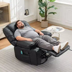Um 360° drehbarer Relaxsessel mit Wärme- und Massagefunktion, manueller Schaukel-Relaxsessel, Getränkehalter und Aufbewahrungstaschen, Chenille/PU-Leder für Wohnzimmer und Schlafzimmer