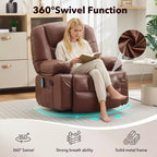 Um 360° drehbarer Relaxsessel mit Wärme- und Massagefunktion, manueller Schaukel-Relaxsessel, Getränkehalter und Aufbewahrungstaschen, Chenille/PU-Leder für Wohnzimmer und Schlafzimmer