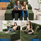 Übergroße Chaiselongue für den Innenbereich, Cord-Lounge-Sofa, Getränkehalter und Dekokissen, für Zuhause, Schlafzimmer und Büro