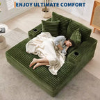 Übergroße Chaiselongue für den Innenbereich, Cord-Lounge-Sofa, Getränkehalter und Dekokissen, für Zuhause, Schlafzimmer und Büro