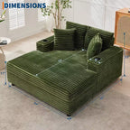 Übergroße Chaiselongue für den Innenbereich, Cord-Lounge-Sofa, Getränkehalter und Dekokissen, für Zuhause, Schlafzimmer und Büro