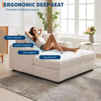 Übergroße Chaiselongue für den Innenbereich, Cord-Lounge-Sofa, Getränkehalter und Dekokissen, für Zuhause, Schlafzimmer und Büro