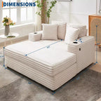 Übergroße Chaiselongue für den Innenbereich, Cord-Lounge-Sofa, Getränkehalter und Dekokissen, für Zuhause, Schlafzimmer und Büro