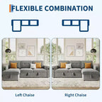 84-Zoll-Samt-Schlafsofa in L-Form - umwandelbares ausziehbares Ecksofa mit Stauraum, Ladestation und LED-Leuchten für das Wohnzimmer