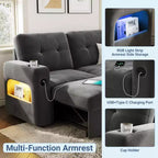 84-Zoll-Samt-Schlafsofa in L-Form - umwandelbares ausziehbares Ecksofa mit Stauraum, Ladestation und LED-Leuchten für das Wohnzimmer