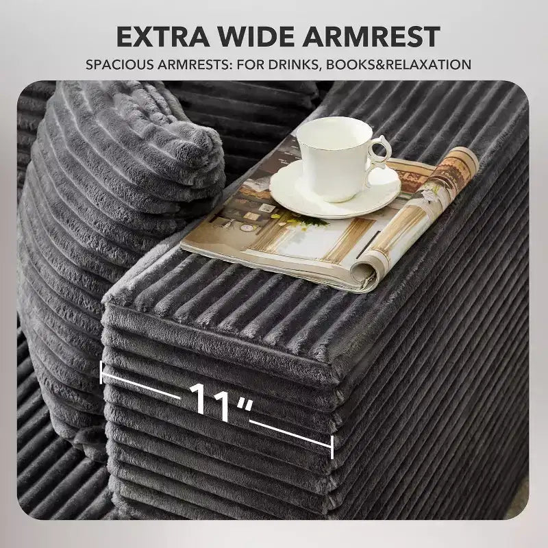 Divano componibile reversibile DobleePy 106, divano a nuvola a L con chaise longue oversize, divano a 3 posti in memory foam, montaggio senza attrezzi, orientamento a destra