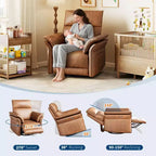 PU Leather Recliner Chair for Living Room - 270 Swivel Rocking Glider, Adjustable Recline, Double-Layer Armrests, Comfortable Single Large Sofa